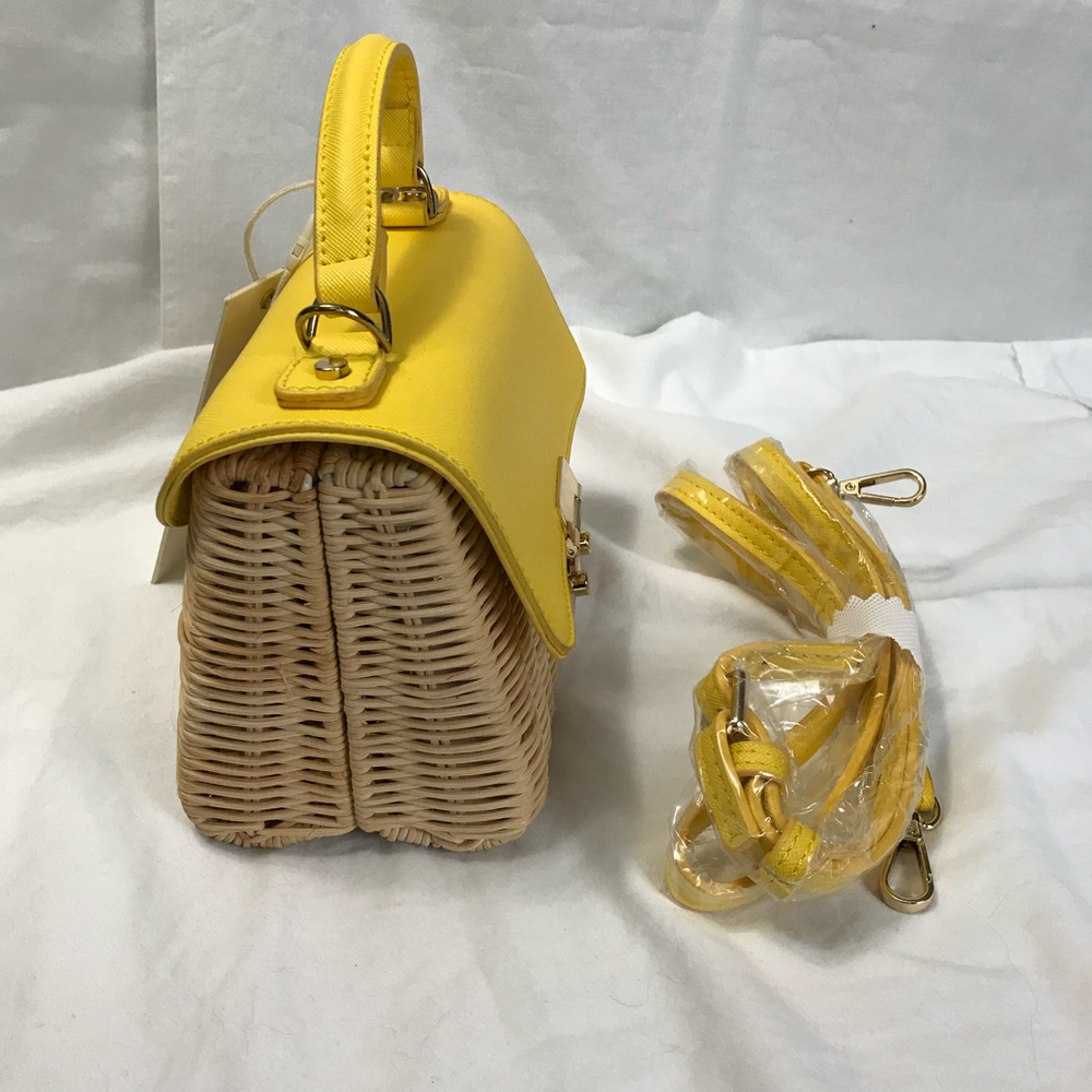 Madison West Madeline Crossbody Straw & Vegan Leather Satchel Crossbody NWT - Picture 7 of 7